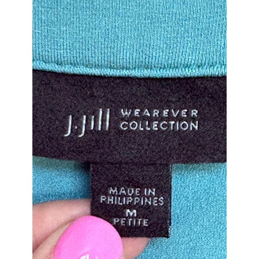 J. Jill Wearever Collection Sleeveless Floral V-Neck Dress Teal Blue M Petite - Picture 5 of 6